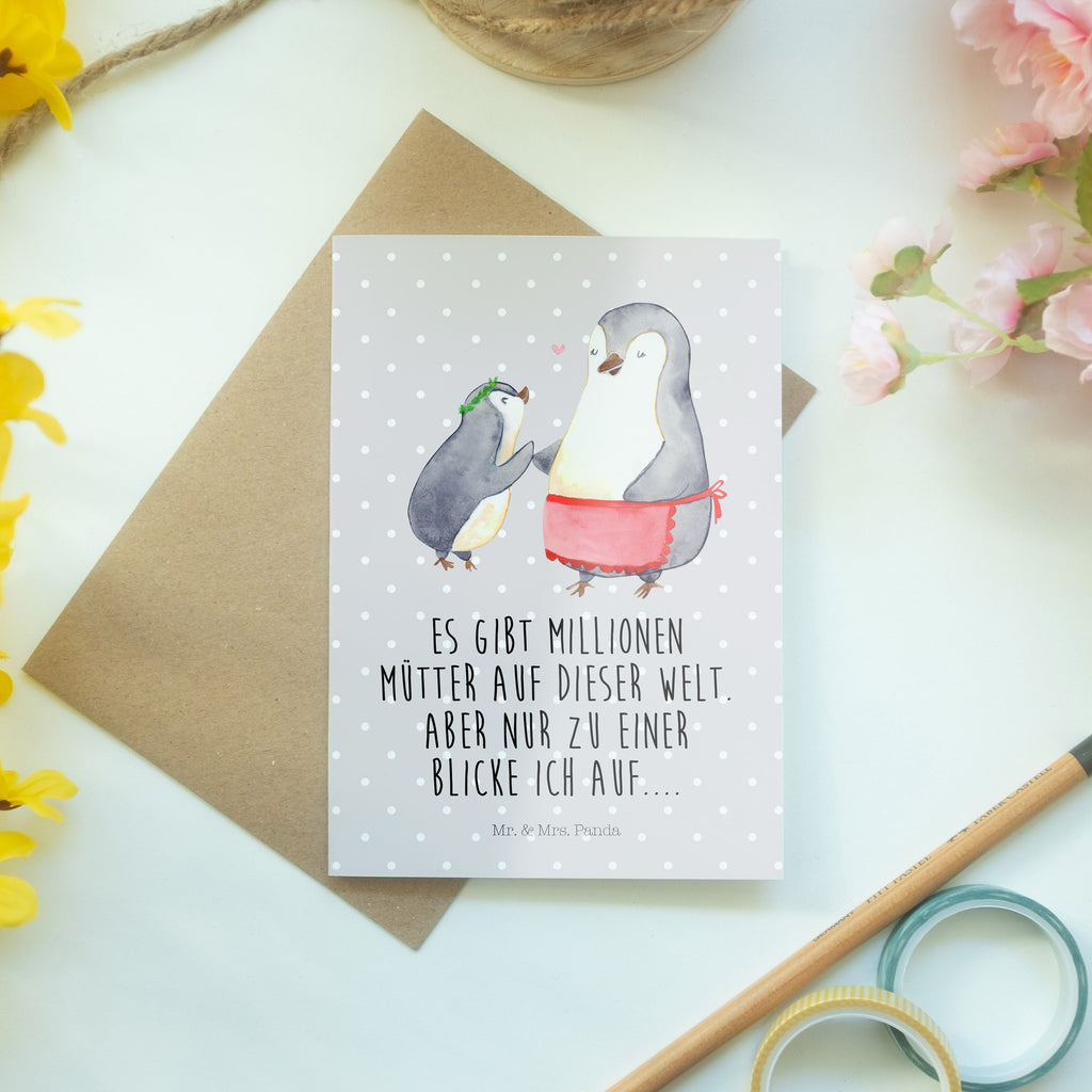Grußkarte Pinguin mit Kind Klappkarte, Einladungskarte, Glückwunschkarte, Hochzeitskarte, Geburtstagskarte, Karte, Familie, Vatertag, Muttertag, Bruder, Schwester, Mama, Papa, Oma, Opa, Geschenk, Mami, Mutti, Mutter, Geburststag
