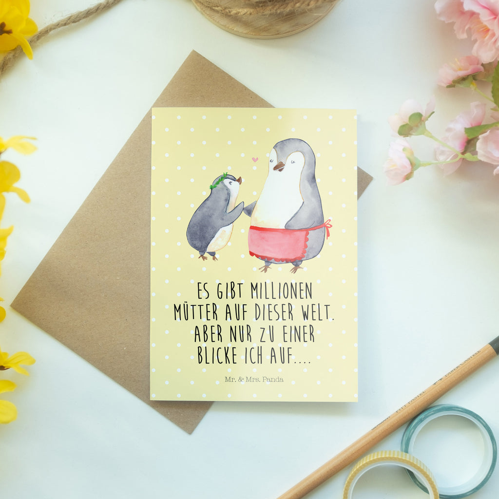 Grußkarte Pinguin mit Kind Klappkarte, Einladungskarte, Glückwunschkarte, Hochzeitskarte, Geburtstagskarte, Karte, Familie, Vatertag, Muttertag, Bruder, Schwester, Mama, Papa, Oma, Opa, Geschenk, Mami, Mutti, Mutter, Geburststag