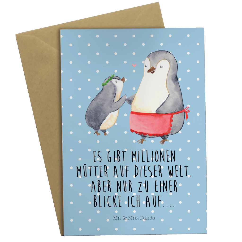 Grußkarte Pinguin mit Kind Klappkarte, Einladungskarte, Glückwunschkarte, Hochzeitskarte, Geburtstagskarte, Karte, Familie, Vatertag, Muttertag, Bruder, Schwester, Mama, Papa, Oma, Opa, Geschenk, Mami, Mutti, Mutter, Geburststag