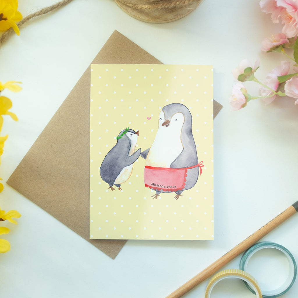 Grußkarte Pinguin mit Kind Klappkarte, Einladungskarte, Glückwunschkarte, Hochzeitskarte, Geburtstagskarte, Karte, Familie, Vatertag, Muttertag, Bruder, Schwester, Mama, Papa, Oma, Opa, Geschenk, Mami, Mutti, Mutter, Geburststag