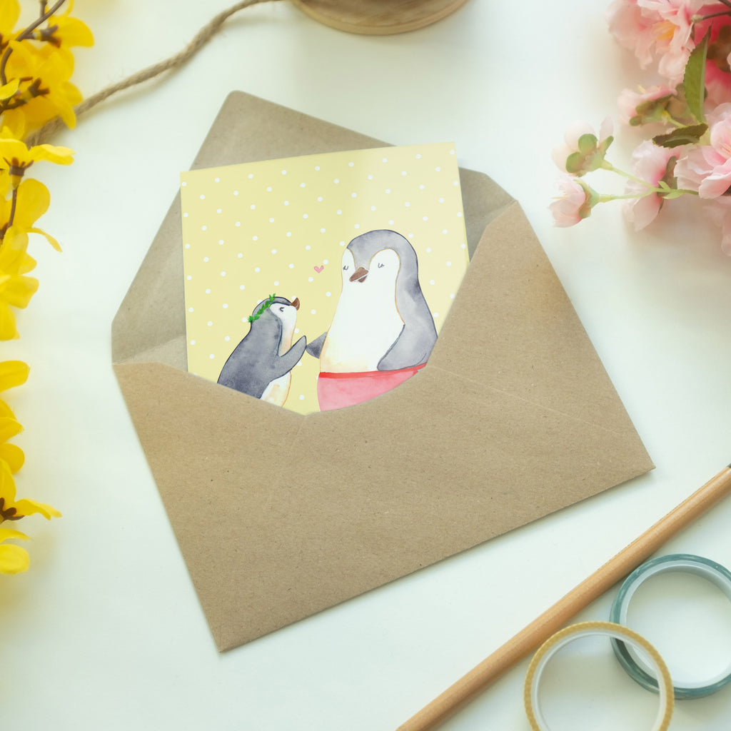 Grußkarte Pinguin mit Kind Klappkarte, Einladungskarte, Glückwunschkarte, Hochzeitskarte, Geburtstagskarte, Karte, Familie, Vatertag, Muttertag, Bruder, Schwester, Mama, Papa, Oma, Opa, Geschenk, Mami, Mutti, Mutter, Geburststag