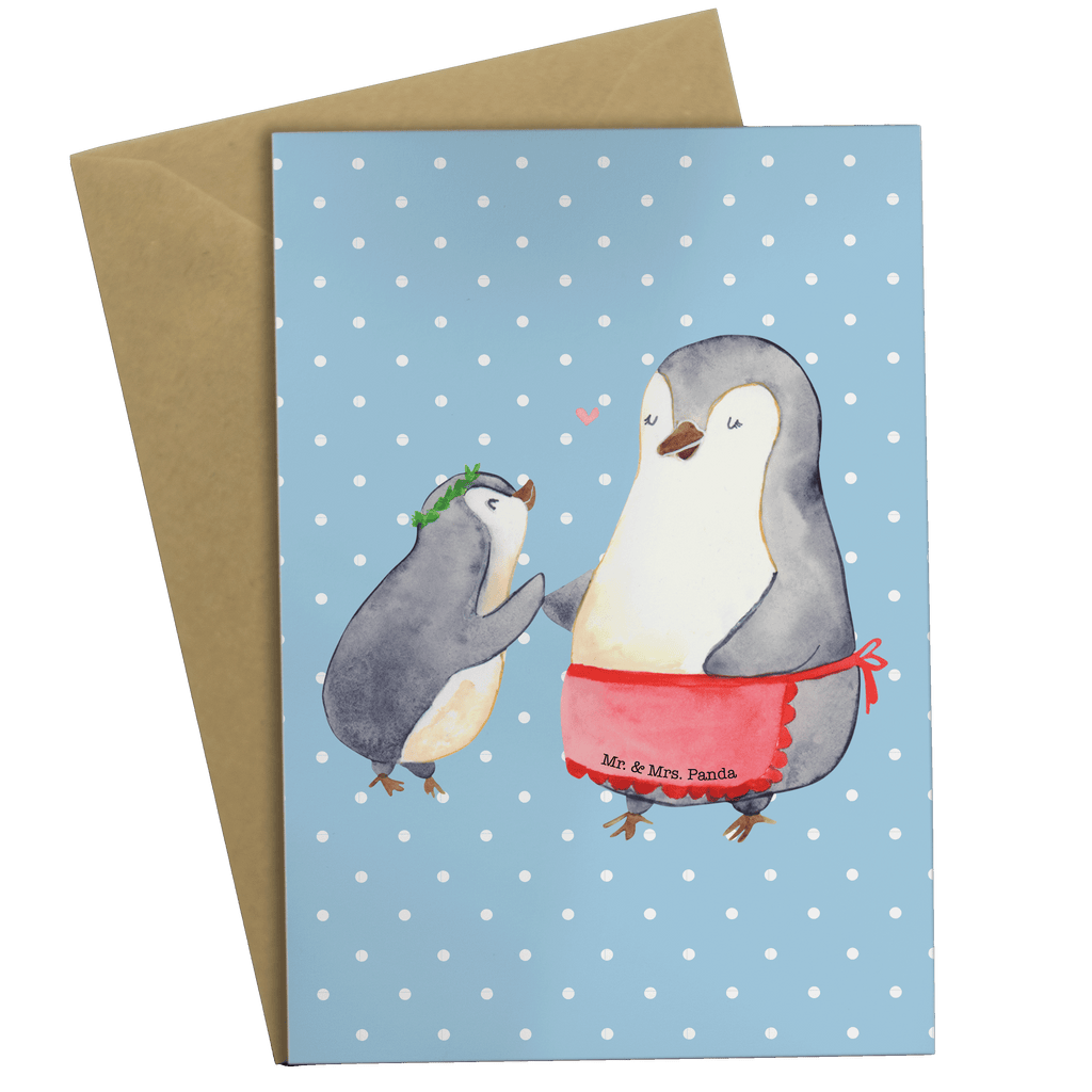 Grußkarte Pinguin mit Kind Klappkarte, Einladungskarte, Glückwunschkarte, Hochzeitskarte, Geburtstagskarte, Karte, Familie, Vatertag, Muttertag, Bruder, Schwester, Mama, Papa, Oma, Opa, Geschenk, Mami, Mutti, Mutter, Geburststag