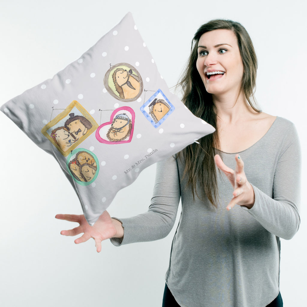 40x40 Kissen Igel Familie Kissenhülle, Kopfkissen, Sofakissen, Dekokissen, Motivkissen, Familie, Vatertag, Muttertag, Bruder, Schwester, Mama, Papa, Oma, Opa, Liebe, Igel, Bilder, Zusammenhalt, Glück
