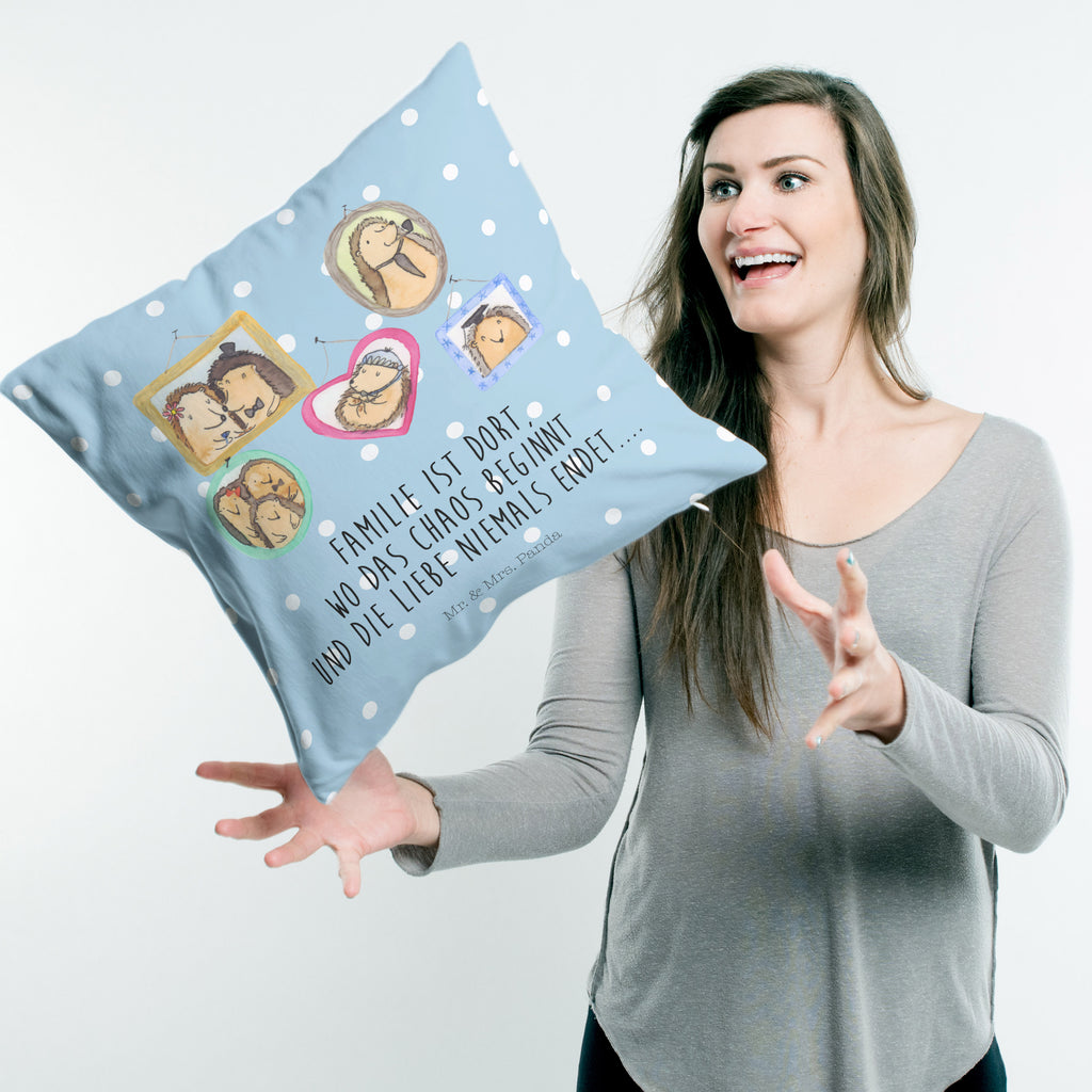 40x40 Kissen Igel Familie Kissenhülle, Kopfkissen, Sofakissen, Dekokissen, Motivkissen, Familie, Vatertag, Muttertag, Bruder, Schwester, Mama, Papa, Oma, Opa, Liebe, Igel, Bilder, Zusammenhalt, Glück