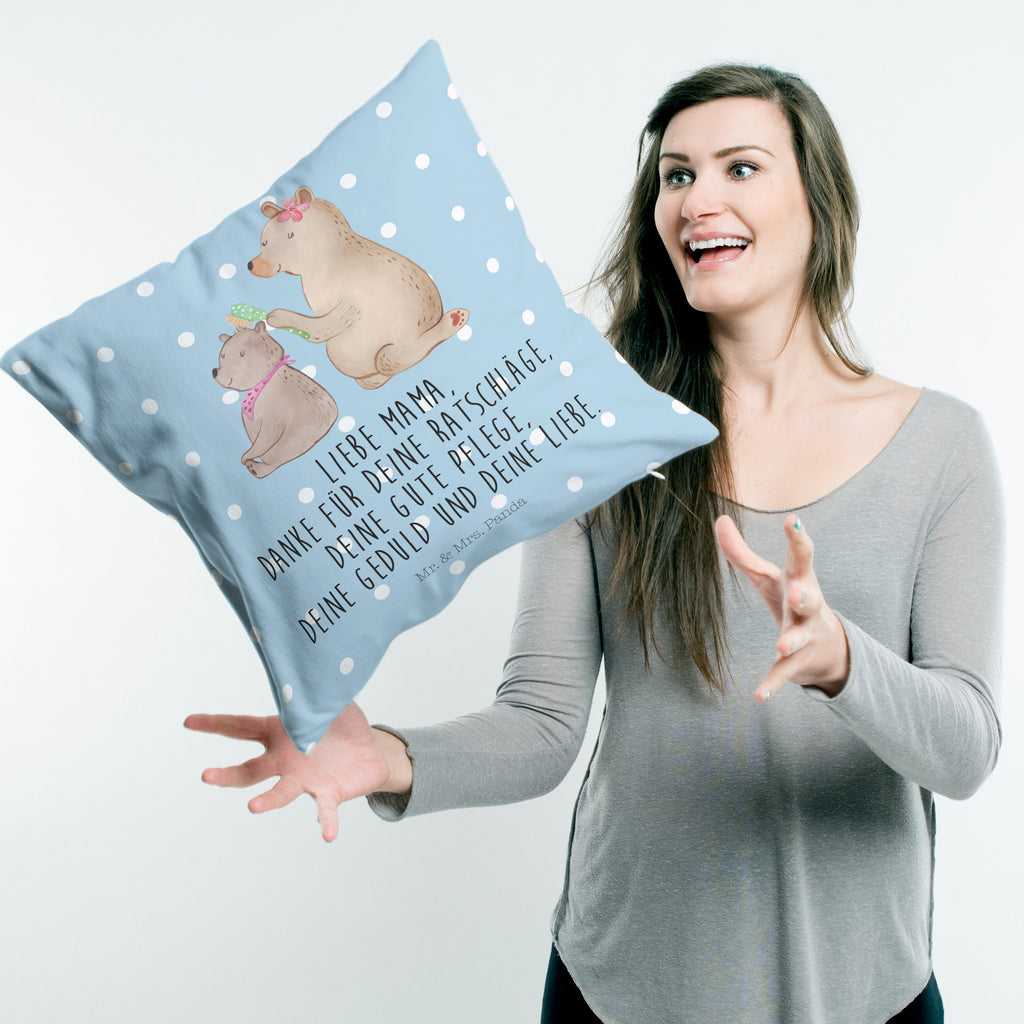 40x40 Kissen Bär mit Kind Kissenhülle, Kopfkissen, Sofakissen, Dekokissen, Motivkissen, Familie, Vatertag, Muttertag, Bruder, Schwester, Mama, Papa, Oma, Opa, Geschenk, Mutti, Mutter