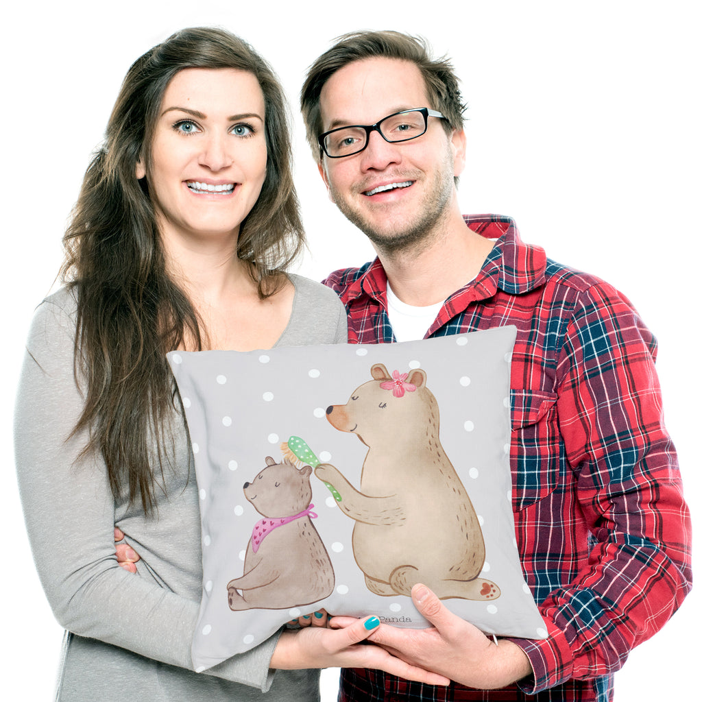 40x40 Kissen Bär mit Kind Kissenhülle, Kopfkissen, Sofakissen, Dekokissen, Motivkissen, Familie, Vatertag, Muttertag, Bruder, Schwester, Mama, Papa, Oma, Opa, Geschenk, Mutti, Mutter