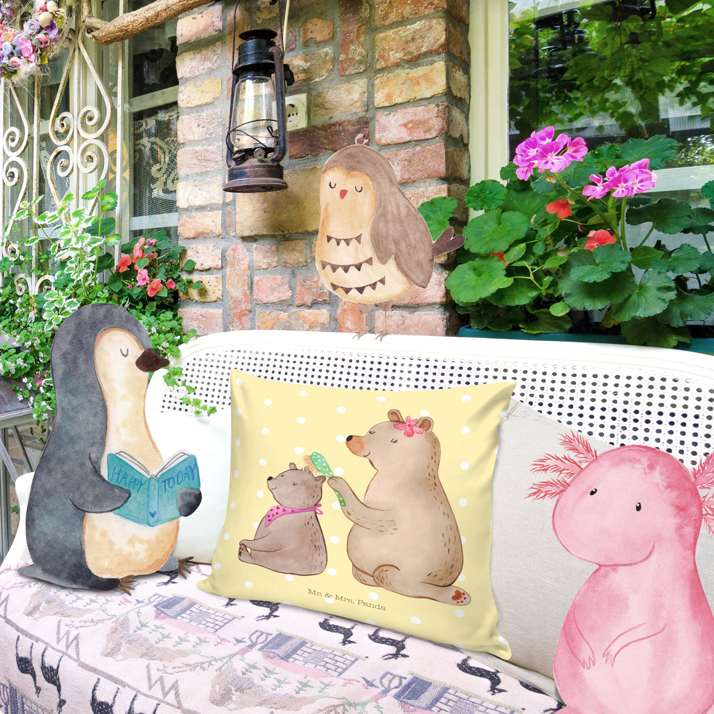 40x40 Kissen Bär mit Kind Kissenhülle, Kopfkissen, Sofakissen, Dekokissen, Motivkissen, Familie, Vatertag, Muttertag, Bruder, Schwester, Mama, Papa, Oma, Opa, Geschenk, Mutti, Mutter