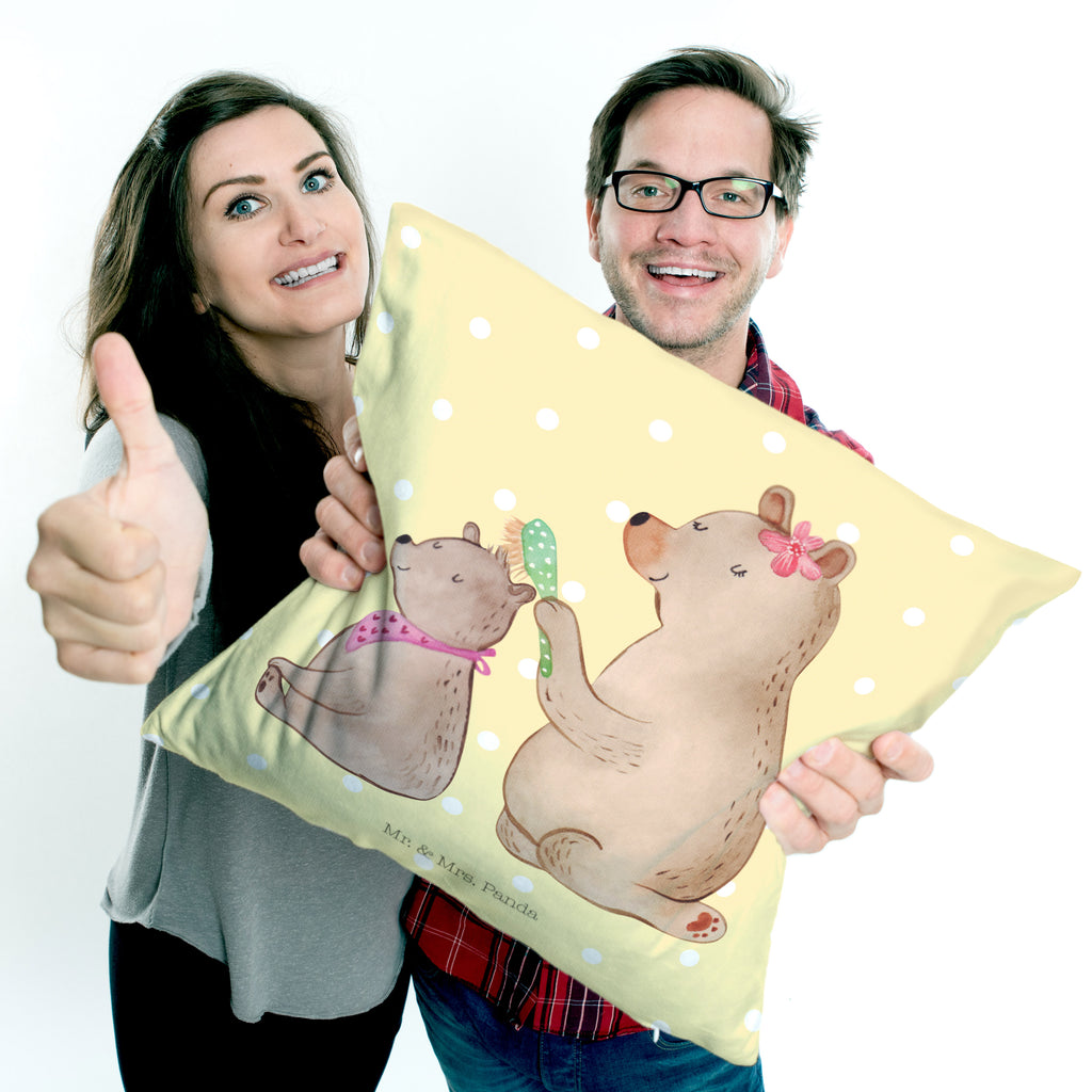 40x40 Kissen Bär mit Kind Kissenhülle, Kopfkissen, Sofakissen, Dekokissen, Motivkissen, Familie, Vatertag, Muttertag, Bruder, Schwester, Mama, Papa, Oma, Opa, Geschenk, Mutti, Mutter