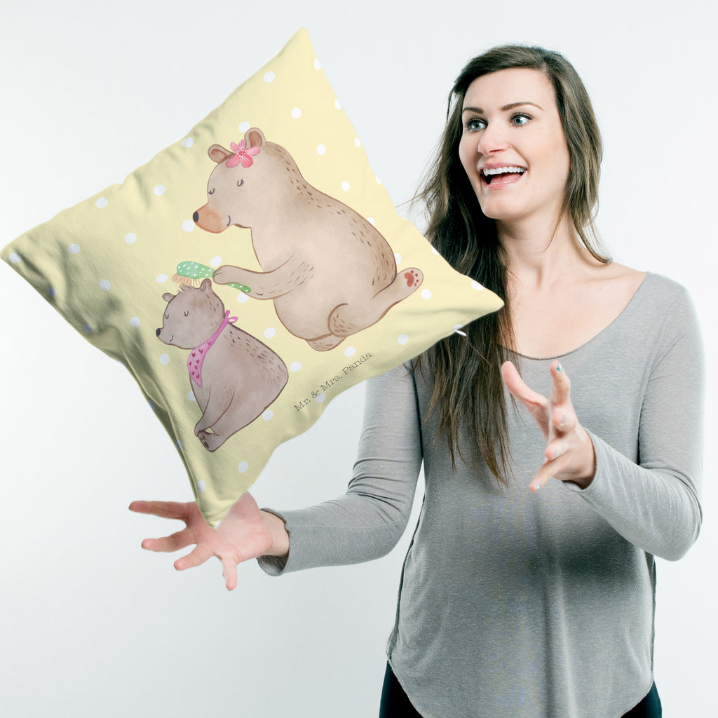 40x40 Kissen Bär mit Kind Kissenhülle, Kopfkissen, Sofakissen, Dekokissen, Motivkissen, Familie, Vatertag, Muttertag, Bruder, Schwester, Mama, Papa, Oma, Opa, Geschenk, Mutti, Mutter