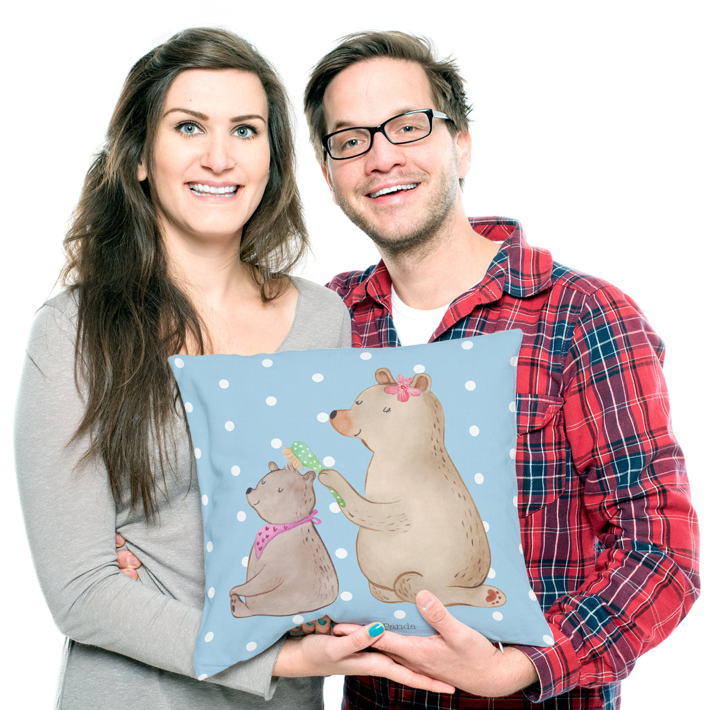 40x40 Kissen Bär mit Kind Kissenhülle, Kopfkissen, Sofakissen, Dekokissen, Motivkissen, Familie, Vatertag, Muttertag, Bruder, Schwester, Mama, Papa, Oma, Opa, Geschenk, Mutti, Mutter