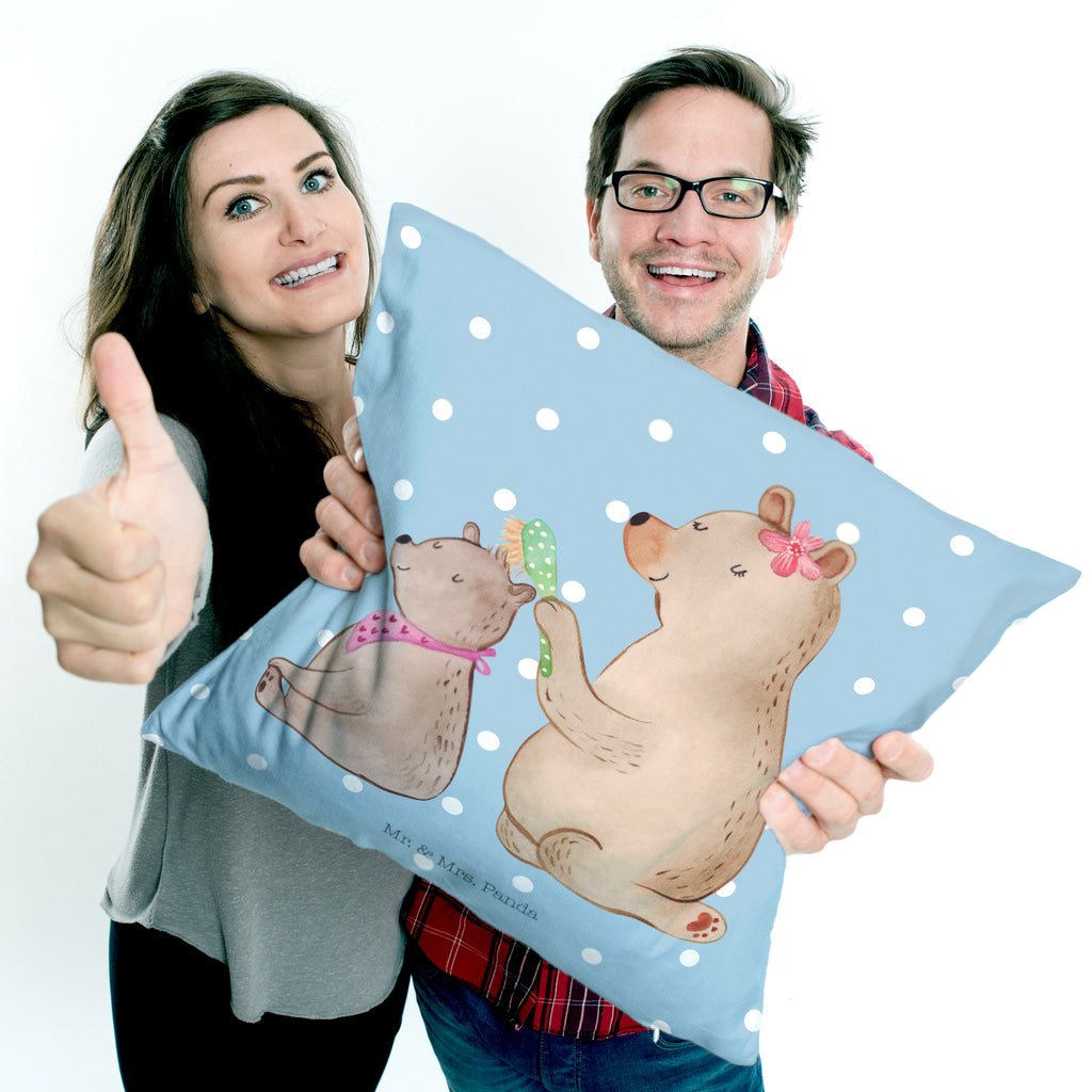 40x40 Kissen Bär mit Kind Kissenhülle, Kopfkissen, Sofakissen, Dekokissen, Motivkissen, Familie, Vatertag, Muttertag, Bruder, Schwester, Mama, Papa, Oma, Opa, Geschenk, Mutti, Mutter