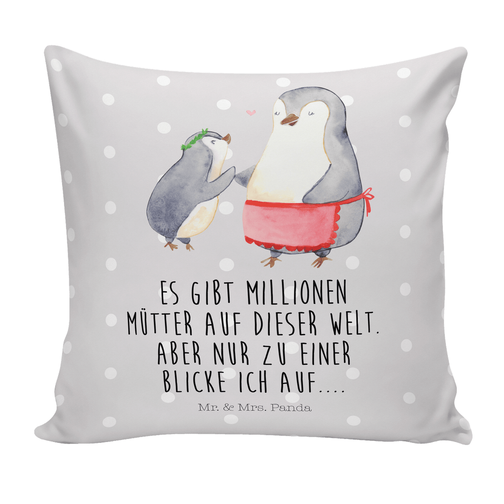 40x40 Kissen Pinguin mit Kind Kissenhülle, Kopfkissen, Sofakissen, Dekokissen, Motivkissen, Familie, Vatertag, Muttertag, Bruder, Schwester, Mama, Papa, Oma, Opa, Geschenk, Mami, Mutti, Mutter, Geburststag