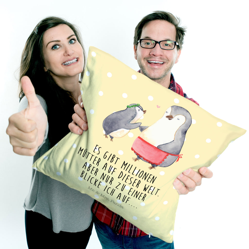 40x40 Kissen Pinguin mit Kind Kissenhülle, Kopfkissen, Sofakissen, Dekokissen, Motivkissen, Familie, Vatertag, Muttertag, Bruder, Schwester, Mama, Papa, Oma, Opa, Geschenk, Mami, Mutti, Mutter, Geburststag