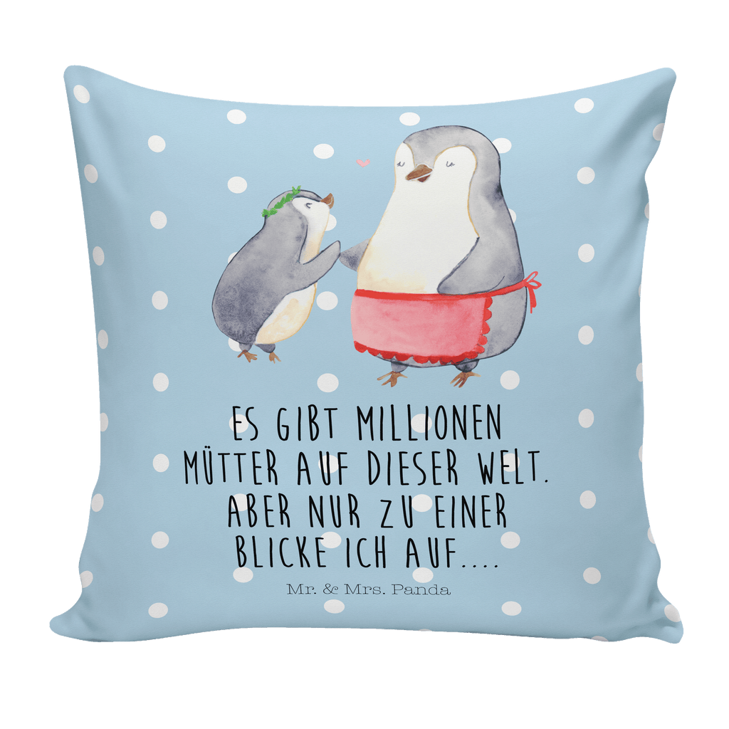 40x40 Kissen Pinguin mit Kind Kissenhülle, Kopfkissen, Sofakissen, Dekokissen, Motivkissen, Familie, Vatertag, Muttertag, Bruder, Schwester, Mama, Papa, Oma, Opa, Geschenk, Mami, Mutti, Mutter, Geburststag