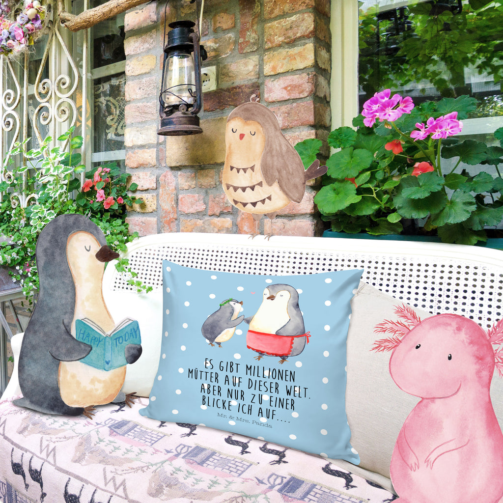 40x40 Kissen Pinguin mit Kind Kissenhülle, Kopfkissen, Sofakissen, Dekokissen, Motivkissen, Familie, Vatertag, Muttertag, Bruder, Schwester, Mama, Papa, Oma, Opa, Geschenk, Mami, Mutti, Mutter, Geburststag