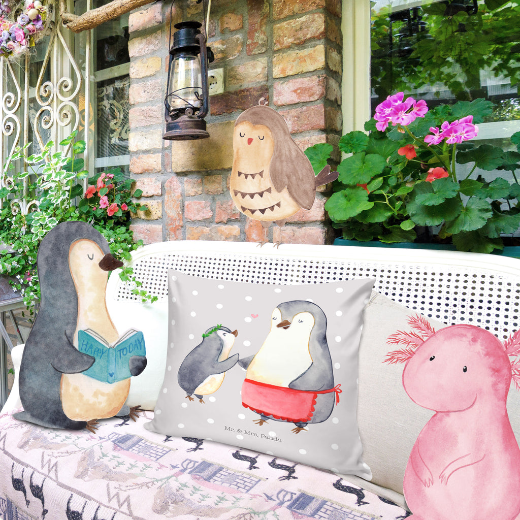 40x40 Kissen Pinguin mit Kind Kissenhülle, Kopfkissen, Sofakissen, Dekokissen, Motivkissen, Familie, Vatertag, Muttertag, Bruder, Schwester, Mama, Papa, Oma, Opa, Geschenk, Mami, Mutti, Mutter, Geburststag