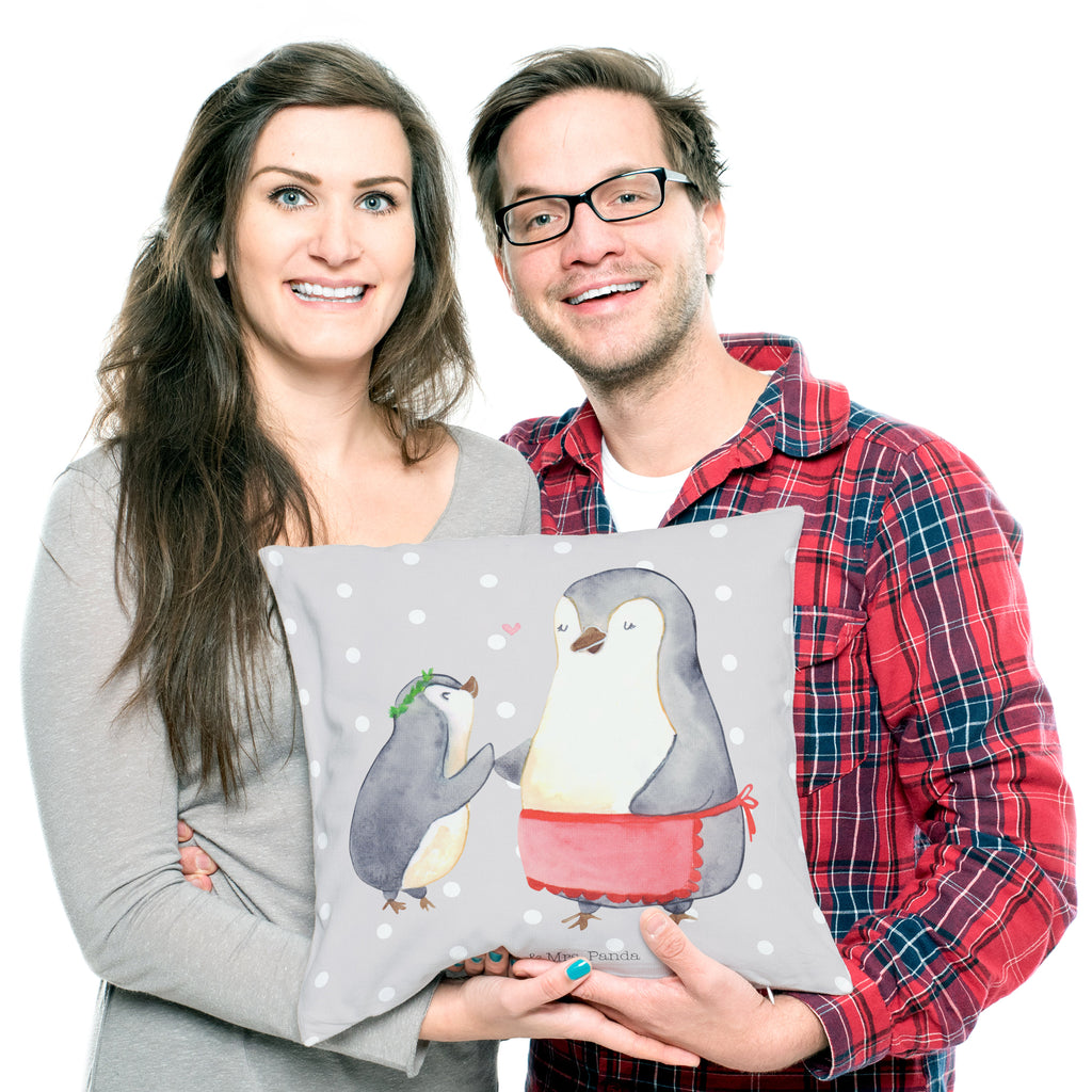 40x40 Kissen Pinguin mit Kind Kissenhülle, Kopfkissen, Sofakissen, Dekokissen, Motivkissen, Familie, Vatertag, Muttertag, Bruder, Schwester, Mama, Papa, Oma, Opa, Geschenk, Mami, Mutti, Mutter, Geburststag