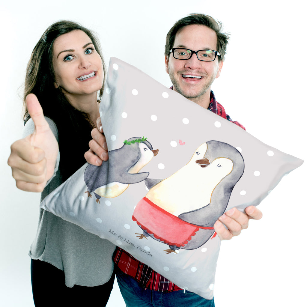 40x40 Kissen Pinguin mit Kind Kissenhülle, Kopfkissen, Sofakissen, Dekokissen, Motivkissen, Familie, Vatertag, Muttertag, Bruder, Schwester, Mama, Papa, Oma, Opa, Geschenk, Mami, Mutti, Mutter, Geburststag