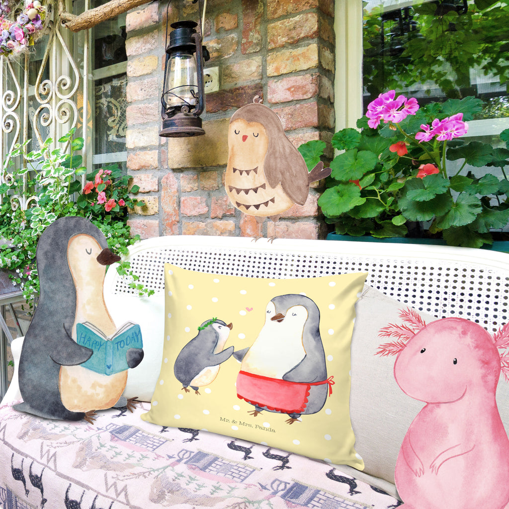 40x40 Kissen Pinguin mit Kind Kissenhülle, Kopfkissen, Sofakissen, Dekokissen, Motivkissen, Familie, Vatertag, Muttertag, Bruder, Schwester, Mama, Papa, Oma, Opa, Geschenk, Mami, Mutti, Mutter, Geburststag