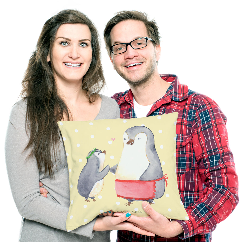 40x40 Kissen Pinguin mit Kind Kissenhülle, Kopfkissen, Sofakissen, Dekokissen, Motivkissen, Familie, Vatertag, Muttertag, Bruder, Schwester, Mama, Papa, Oma, Opa, Geschenk, Mami, Mutti, Mutter, Geburststag