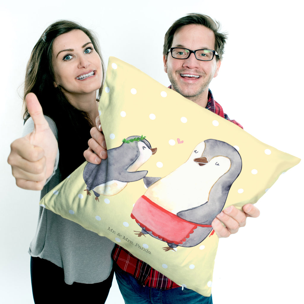 40x40 Kissen Pinguin mit Kind Kissenhülle, Kopfkissen, Sofakissen, Dekokissen, Motivkissen, Familie, Vatertag, Muttertag, Bruder, Schwester, Mama, Papa, Oma, Opa, Geschenk, Mami, Mutti, Mutter, Geburststag