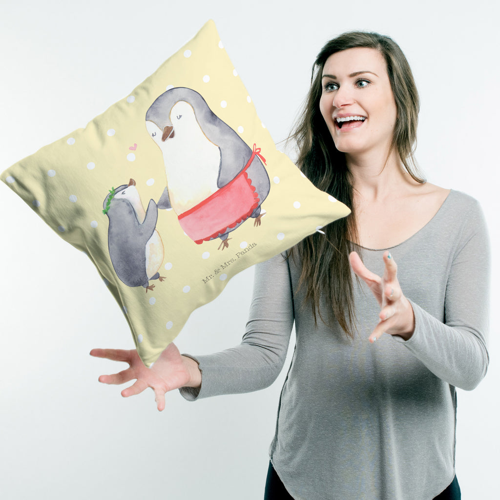 40x40 Kissen Pinguin mit Kind Kissenhülle, Kopfkissen, Sofakissen, Dekokissen, Motivkissen, Familie, Vatertag, Muttertag, Bruder, Schwester, Mama, Papa, Oma, Opa, Geschenk, Mami, Mutti, Mutter, Geburststag
