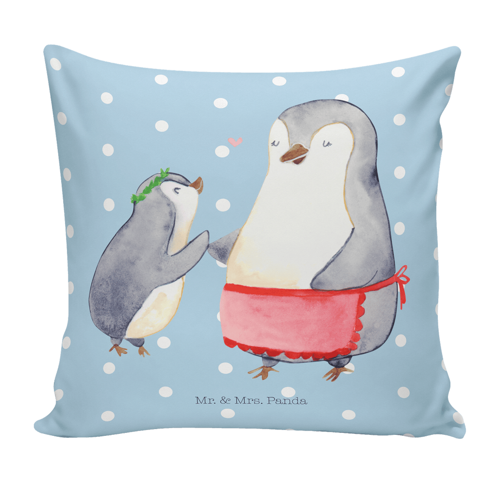 40x40 Kissen Pinguin mit Kind Kissenhülle, Kopfkissen, Sofakissen, Dekokissen, Motivkissen, Familie, Vatertag, Muttertag, Bruder, Schwester, Mama, Papa, Oma, Opa, Geschenk, Mami, Mutti, Mutter, Geburststag