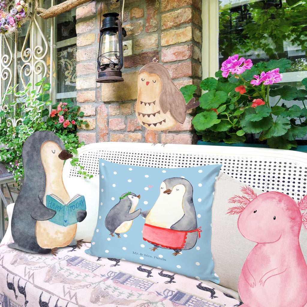 40x40 Kissen Pinguin mit Kind Kissenhülle, Kopfkissen, Sofakissen, Dekokissen, Motivkissen, Familie, Vatertag, Muttertag, Bruder, Schwester, Mama, Papa, Oma, Opa, Geschenk, Mami, Mutti, Mutter, Geburststag