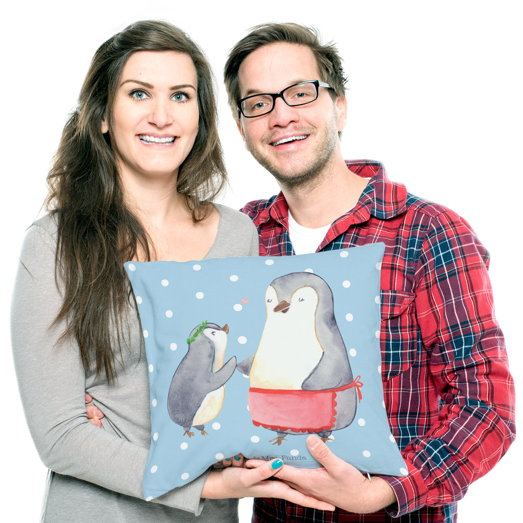 40x40 Kissen Pinguin mit Kind Kissenhülle, Kopfkissen, Sofakissen, Dekokissen, Motivkissen, Familie, Vatertag, Muttertag, Bruder, Schwester, Mama, Papa, Oma, Opa, Geschenk, Mami, Mutti, Mutter, Geburststag