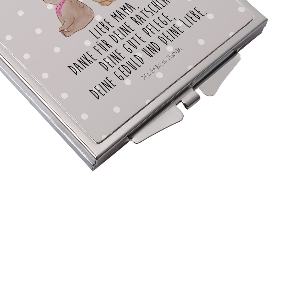 Handtaschenspiegel quadratisch Bär mit Kind Spiegel, Handtasche, Quadrat, silber, schminken, Schminkspiegel, Familie, Vatertag, Muttertag, Bruder, Schwester, Mama, Papa, Oma, Opa, Geschenk, Mutti, Mutter