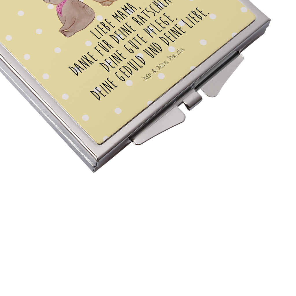 Handtaschenspiegel quadratisch Bär mit Kind Spiegel, Handtasche, Quadrat, silber, schminken, Schminkspiegel, Familie, Vatertag, Muttertag, Bruder, Schwester, Mama, Papa, Oma, Opa, Geschenk, Mutti, Mutter
