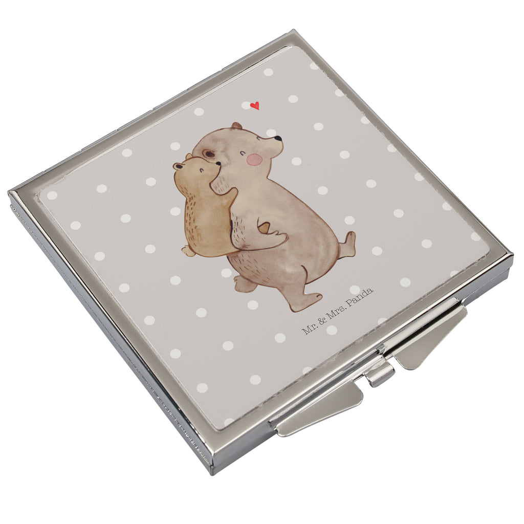 Handtaschenspiegel quadratisch Papa Bär Spiegel, Handtasche, Quadrat, silber, schminken, Schminkspiegel, Familie, Vatertag, Muttertag, Bruder, Schwester, Mama, Papa, Oma, Opa, Geschenk, Vater, Papi, Vati, Onkel, Geburtstag