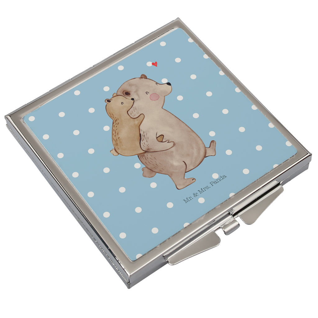 Handtaschenspiegel quadratisch Papa Bär Spiegel, Handtasche, Quadrat, silber, schminken, Schminkspiegel, Familie, Vatertag, Muttertag, Bruder, Schwester, Mama, Papa, Oma, Opa, Geschenk, Vater, Papi, Vati, Onkel, Geburtstag