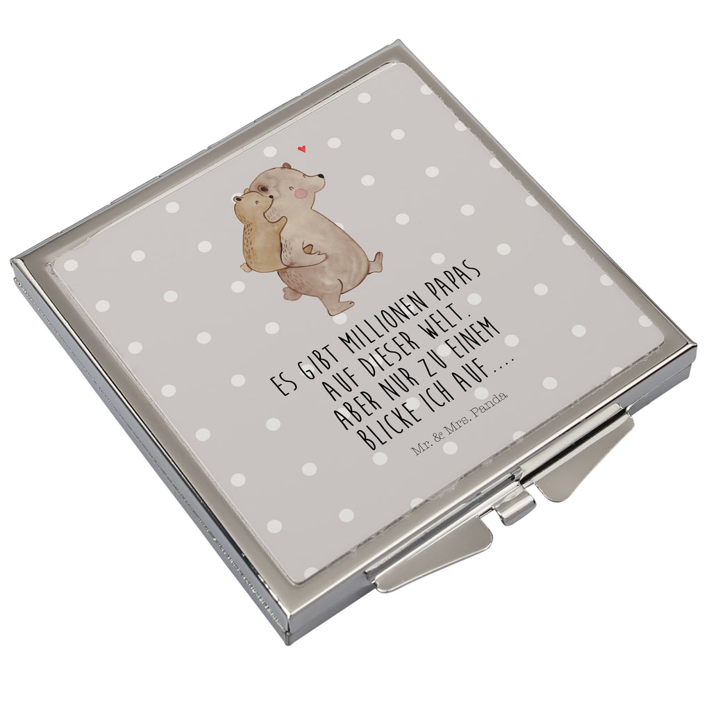 Handtaschenspiegel quadratisch Papa Bär Spiegel, Handtasche, Quadrat, silber, schminken, Schminkspiegel, Familie, Vatertag, Muttertag, Bruder, Schwester, Mama, Papa, Oma, Opa, Geschenk, Vater, Papi, Vati, Onkel, Geburtstag