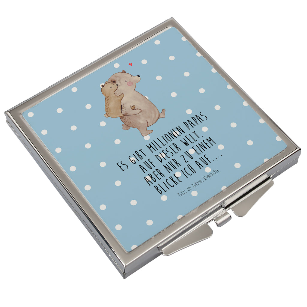 Handtaschenspiegel quadratisch Papa Bär Spiegel, Handtasche, Quadrat, silber, schminken, Schminkspiegel, Familie, Vatertag, Muttertag, Bruder, Schwester, Mama, Papa, Oma, Opa, Geschenk, Vater, Papi, Vati, Onkel, Geburtstag