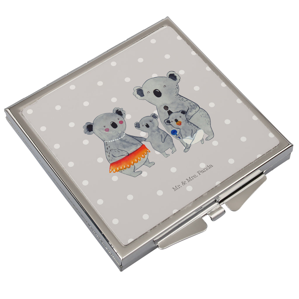 Handtaschenspiegel quadratisch Koala Familie Spiegel, Handtasche, Quadrat, silber, schminken, Schminkspiegel, Familie, Vatertag, Muttertag, Bruder, Schwester, Mama, Papa, Oma, Opa, Koala, Koalas, Family, Kinder, Geschwister, Familienleben