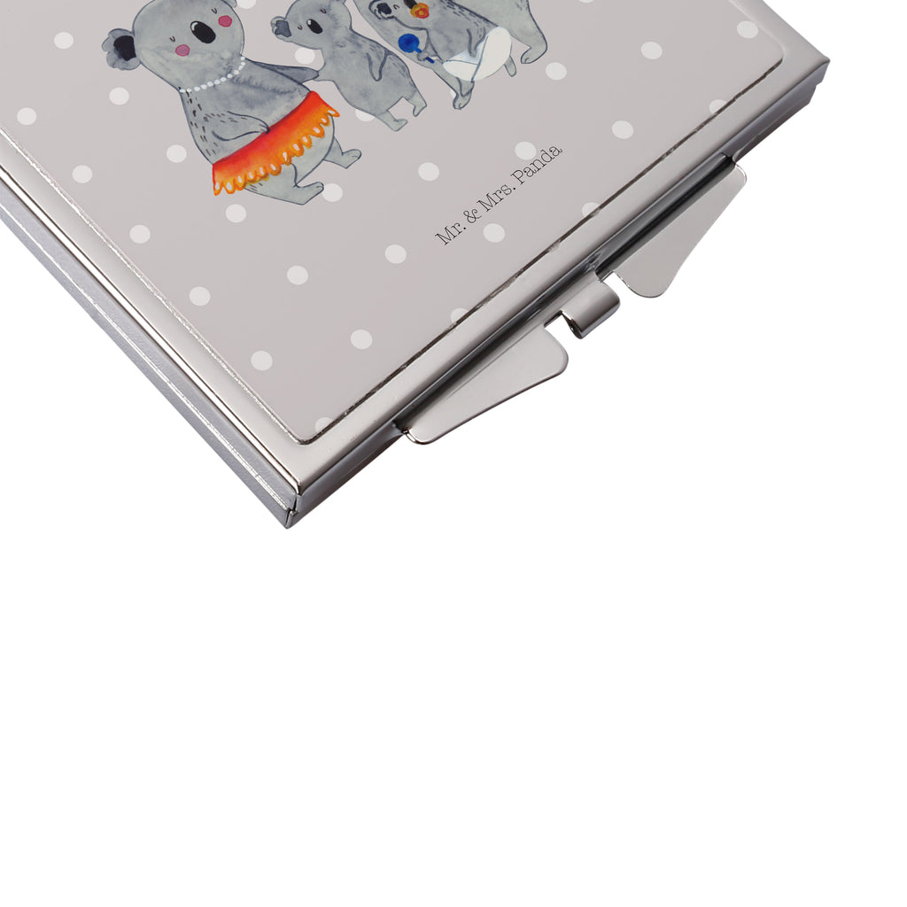 Handtaschenspiegel quadratisch Koala Familie Spiegel, Handtasche, Quadrat, silber, schminken, Schminkspiegel, Familie, Vatertag, Muttertag, Bruder, Schwester, Mama, Papa, Oma, Opa, Koala, Koalas, Family, Kinder, Geschwister, Familienleben