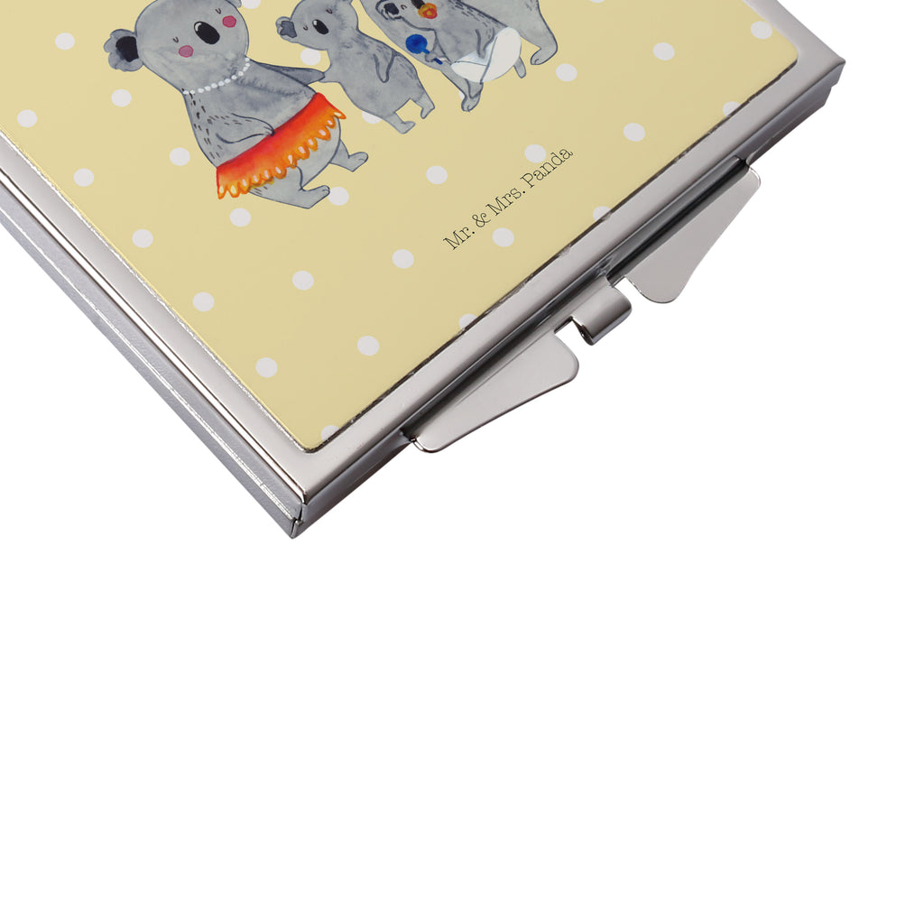 Handtaschenspiegel quadratisch Koala Familie Spiegel, Handtasche, Quadrat, silber, schminken, Schminkspiegel, Familie, Vatertag, Muttertag, Bruder, Schwester, Mama, Papa, Oma, Opa, Koala, Koalas, Family, Kinder, Geschwister, Familienleben