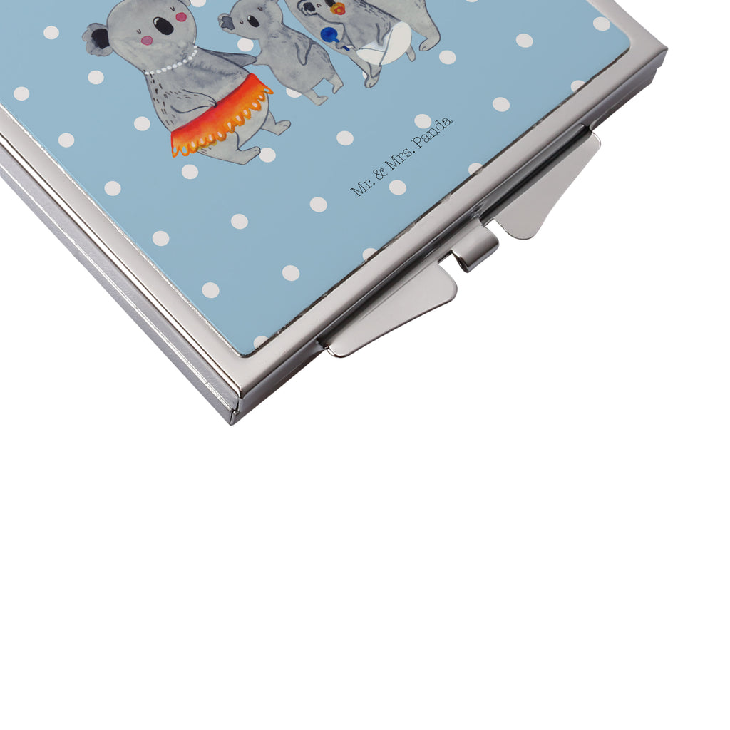 Handtaschenspiegel quadratisch Koala Familie Spiegel, Handtasche, Quadrat, silber, schminken, Schminkspiegel, Familie, Vatertag, Muttertag, Bruder, Schwester, Mama, Papa, Oma, Opa, Koala, Koalas, Family, Kinder, Geschwister, Familienleben