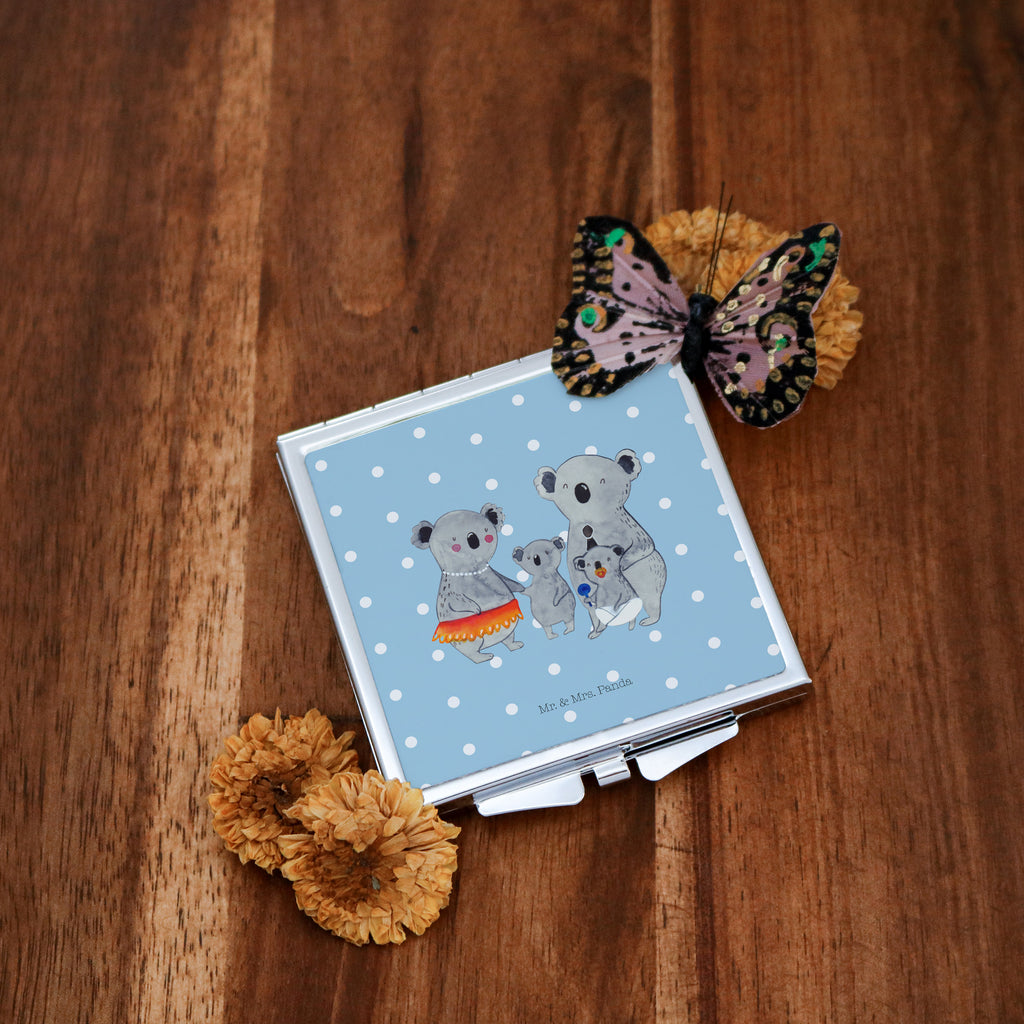 Handtaschenspiegel quadratisch Koala Familie Spiegel, Handtasche, Quadrat, silber, schminken, Schminkspiegel, Familie, Vatertag, Muttertag, Bruder, Schwester, Mama, Papa, Oma, Opa, Koala, Koalas, Family, Kinder, Geschwister, Familienleben