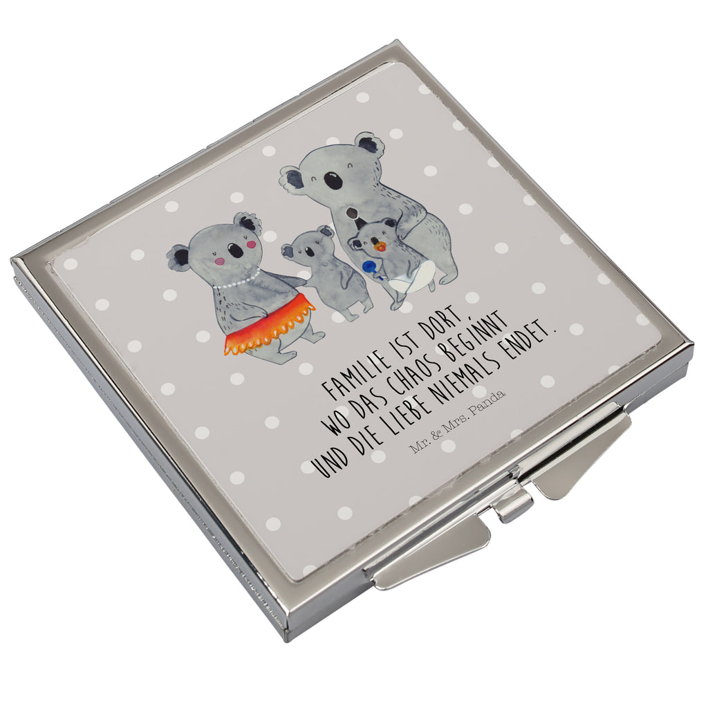 Handtaschenspiegel quadratisch Koala Familie Spiegel, Handtasche, Quadrat, silber, schminken, Schminkspiegel, Familie, Vatertag, Muttertag, Bruder, Schwester, Mama, Papa, Oma, Opa, Koala, Koalas, Family, Kinder, Geschwister, Familienleben