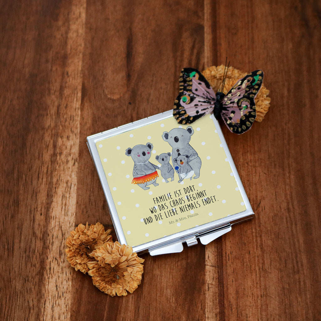 Handtaschenspiegel quadratisch Koala Familie Spiegel, Handtasche, Quadrat, silber, schminken, Schminkspiegel, Familie, Vatertag, Muttertag, Bruder, Schwester, Mama, Papa, Oma, Opa, Koala, Koalas, Family, Kinder, Geschwister, Familienleben