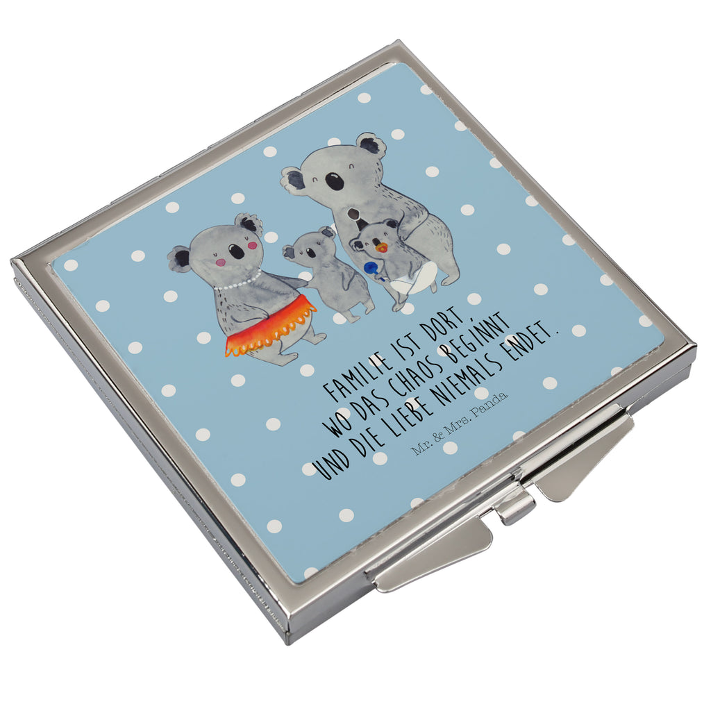 Handtaschenspiegel quadratisch Koala Familie Spiegel, Handtasche, Quadrat, silber, schminken, Schminkspiegel, Familie, Vatertag, Muttertag, Bruder, Schwester, Mama, Papa, Oma, Opa, Koala, Koalas, Family, Kinder, Geschwister, Familienleben