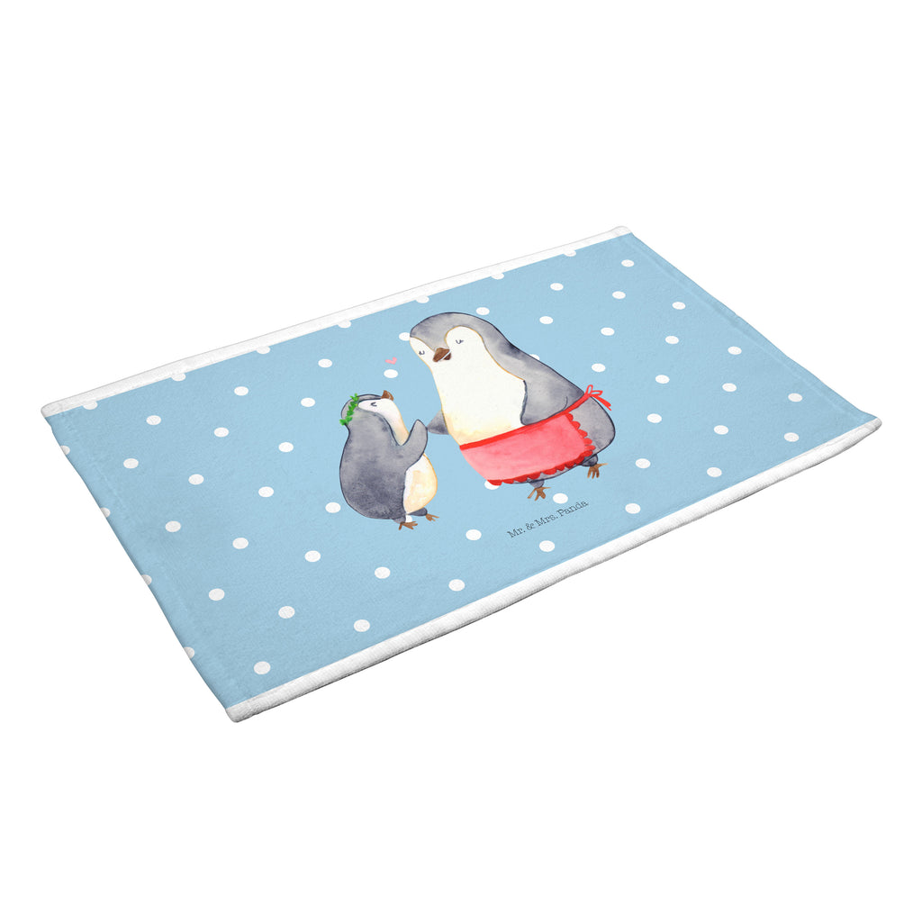 50 x 100 Handtuch Pinguin mit Kind Handtuch, Badehandtuch, Badezimmer, Handtücher, groß, Kinder, Baby, Familie, Vatertag, Muttertag, Bruder, Schwester, Mama, Papa, Oma, Opa, Geschenk, Mami, Mutti, Mutter, Geburststag