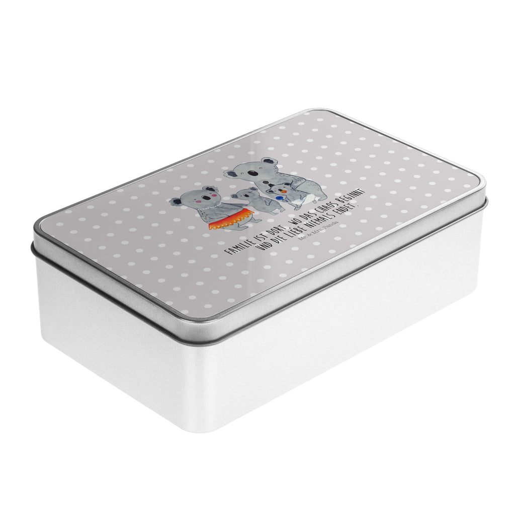 Metalldose rechteckig Koala Familie Blechdose, Metalldose, Blechbox, Container, Keksdose, Vorratsdose, Vorratsbox, Döschen, Versperbox, Vesperdose, Aufbewahrungsdose, Aufbewahrungsbox, Aluminiumdose, Dose, Familie, Vatertag, Muttertag, Bruder, Schwester, Mama, Papa, Oma, Opa, Koala, Koalas, Family, Kinder, Geschwister, Familienleben