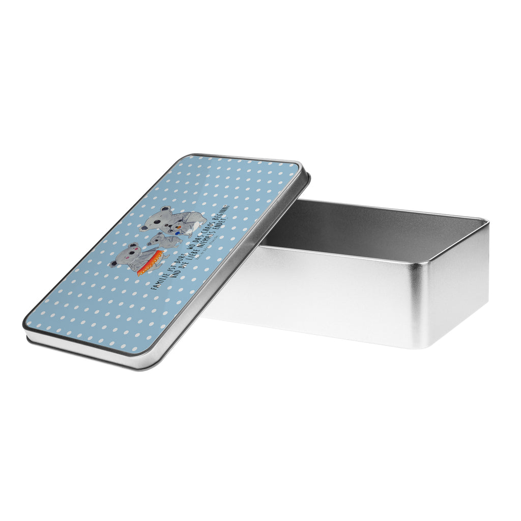 Metalldose rechteckig Koala Familie Blechdose, Metalldose, Blechbox, Container, Keksdose, Vorratsdose, Vorratsbox, Döschen, Versperbox, Vesperdose, Aufbewahrungsdose, Aufbewahrungsbox, Aluminiumdose, Dose, Familie, Vatertag, Muttertag, Bruder, Schwester, Mama, Papa, Oma, Opa, Koala, Koalas, Family, Kinder, Geschwister, Familienleben