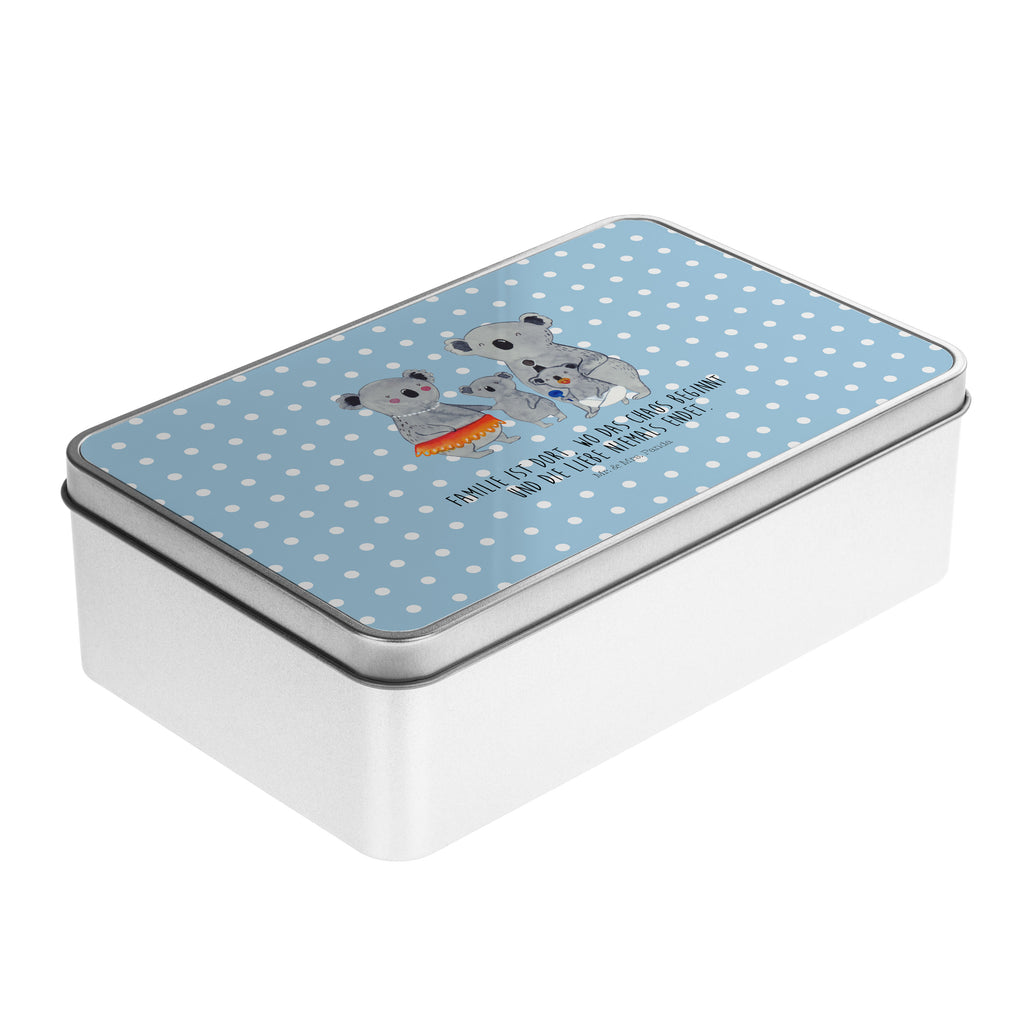 Metalldose rechteckig Koala Familie Blechdose, Metalldose, Blechbox, Container, Keksdose, Vorratsdose, Vorratsbox, Döschen, Versperbox, Vesperdose, Aufbewahrungsdose, Aufbewahrungsbox, Aluminiumdose, Dose, Familie, Vatertag, Muttertag, Bruder, Schwester, Mama, Papa, Oma, Opa, Koala, Koalas, Family, Kinder, Geschwister, Familienleben