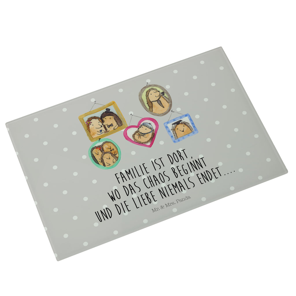 Medium Glas Schneidbrett Igel Familie Glasschneidebrett, Schneidebrett, Familie, Vatertag, Muttertag, Bruder, Schwester, Mama, Papa, Oma, Opa, Liebe, Igel, Bilder, Zusammenhalt, Glück