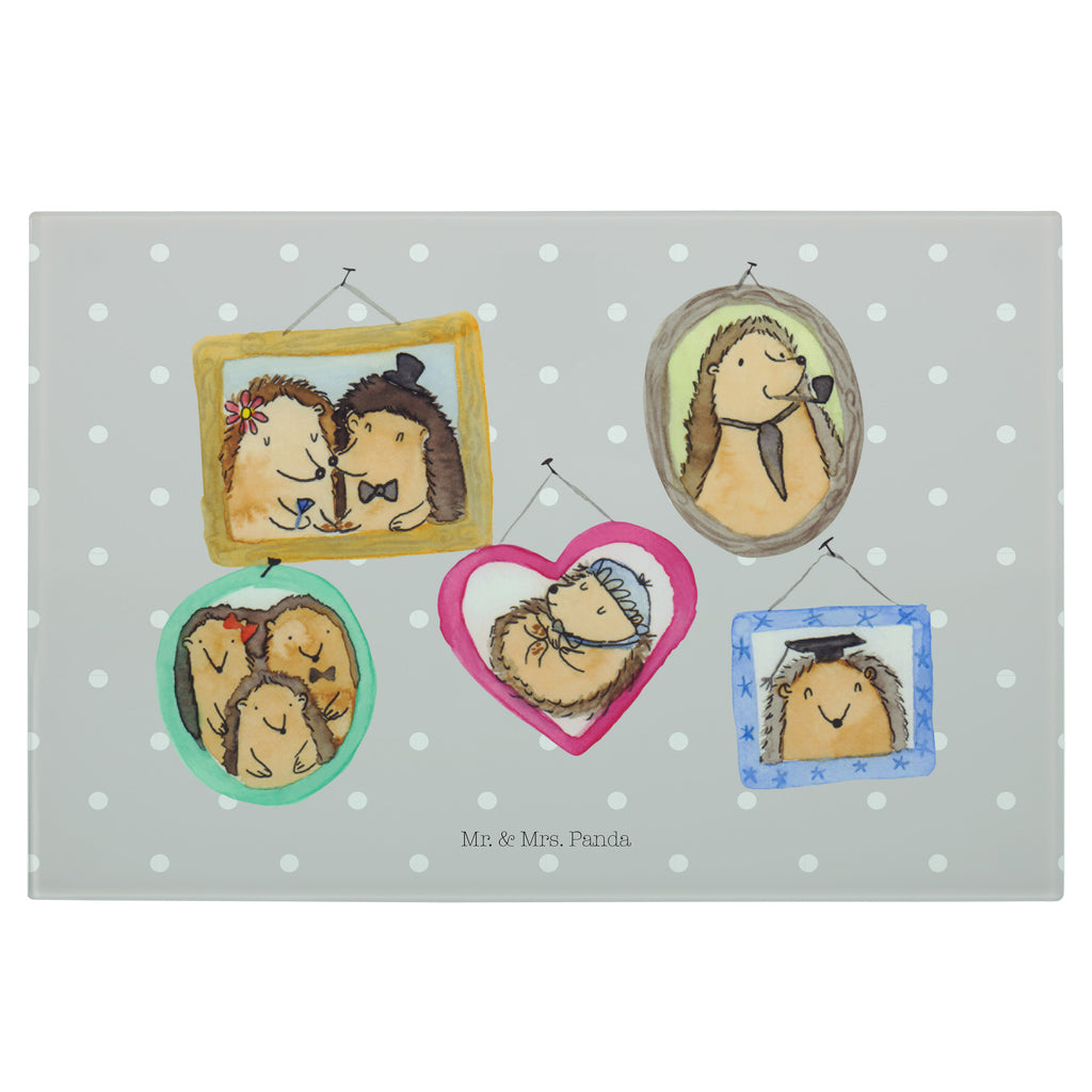 Medium Glas Schneidbrett Igel Familie Glasschneidebrett, Schneidebrett, Familie, Vatertag, Muttertag, Bruder, Schwester, Mama, Papa, Oma, Opa, Liebe, Igel, Bilder, Zusammenhalt, Glück