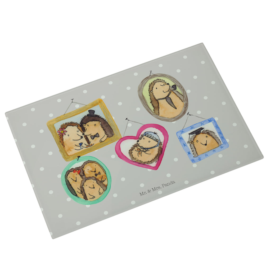 Medium Glas Schneidbrett Igel Familie Glasschneidebrett, Schneidebrett, Familie, Vatertag, Muttertag, Bruder, Schwester, Mama, Papa, Oma, Opa, Liebe, Igel, Bilder, Zusammenhalt, Glück